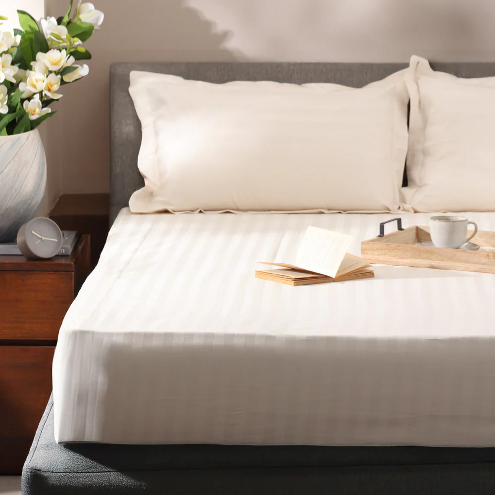 Manor King Size Cotton Bedsheet Set - Cream - Image 4