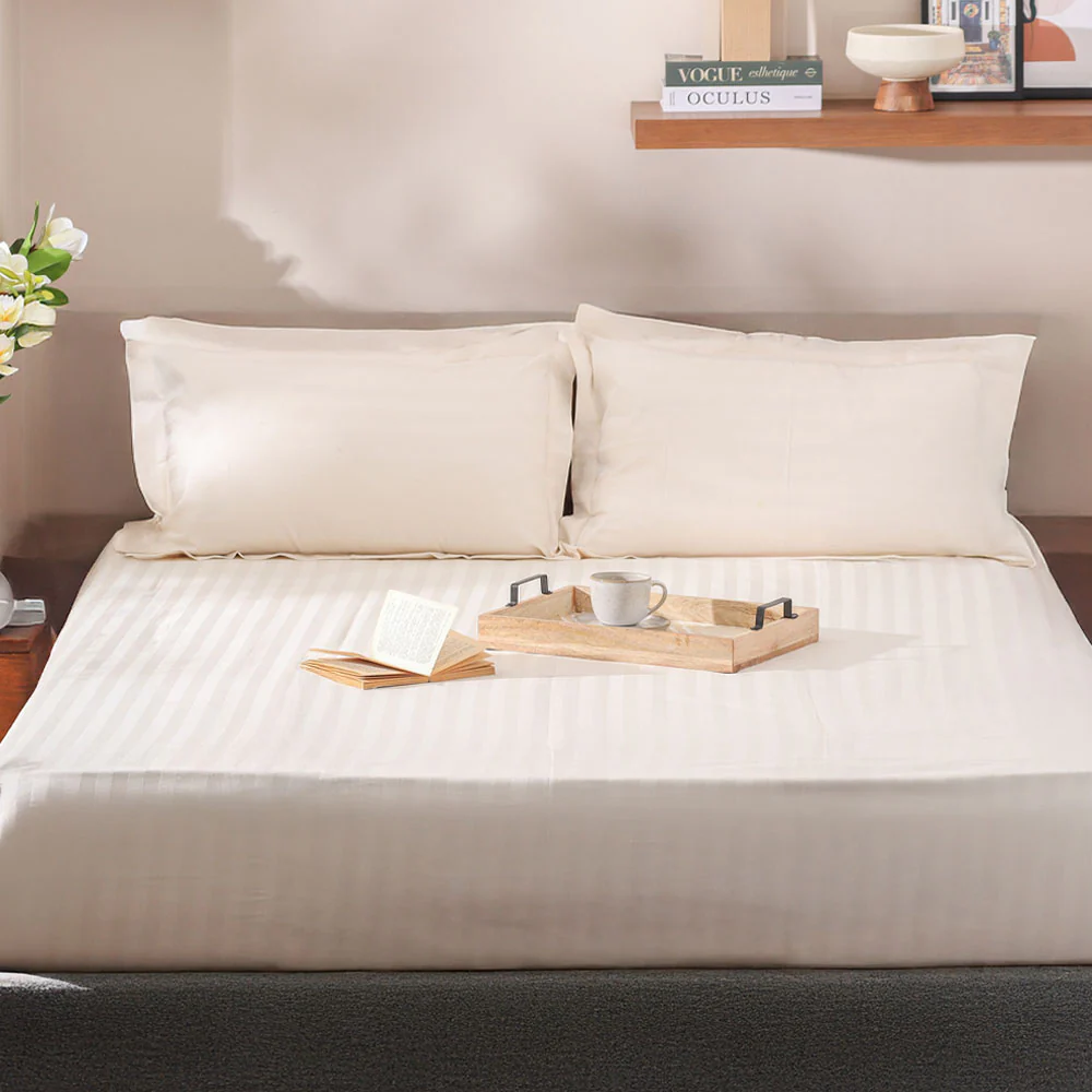 Manor King Size Cotton Bedsheet Set - Cream - Image 6