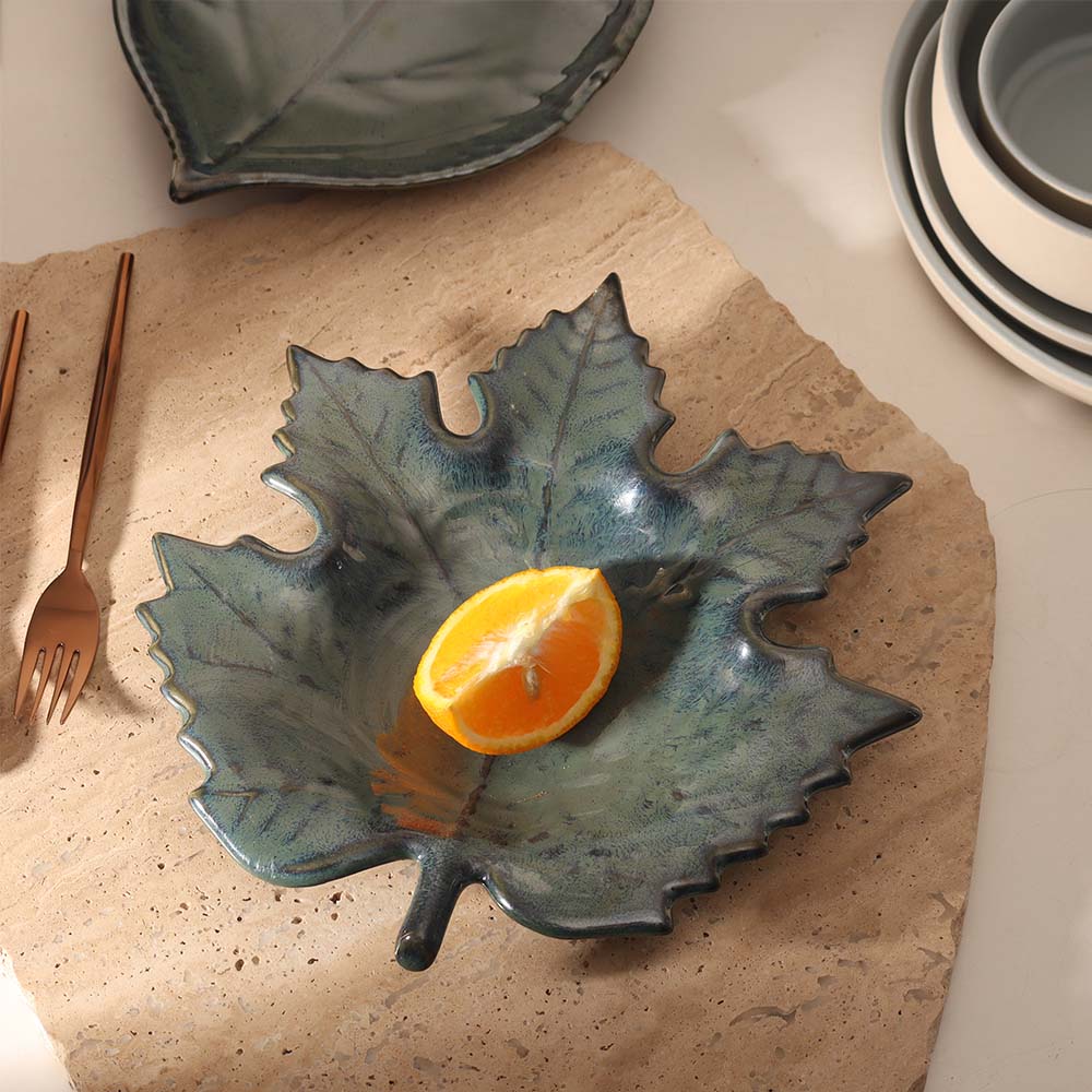 Maple Leaf Serving Plate - Jade - Image 4