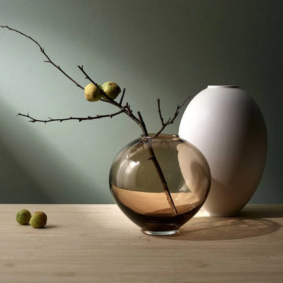 Mara Round Glass Vase - Amber