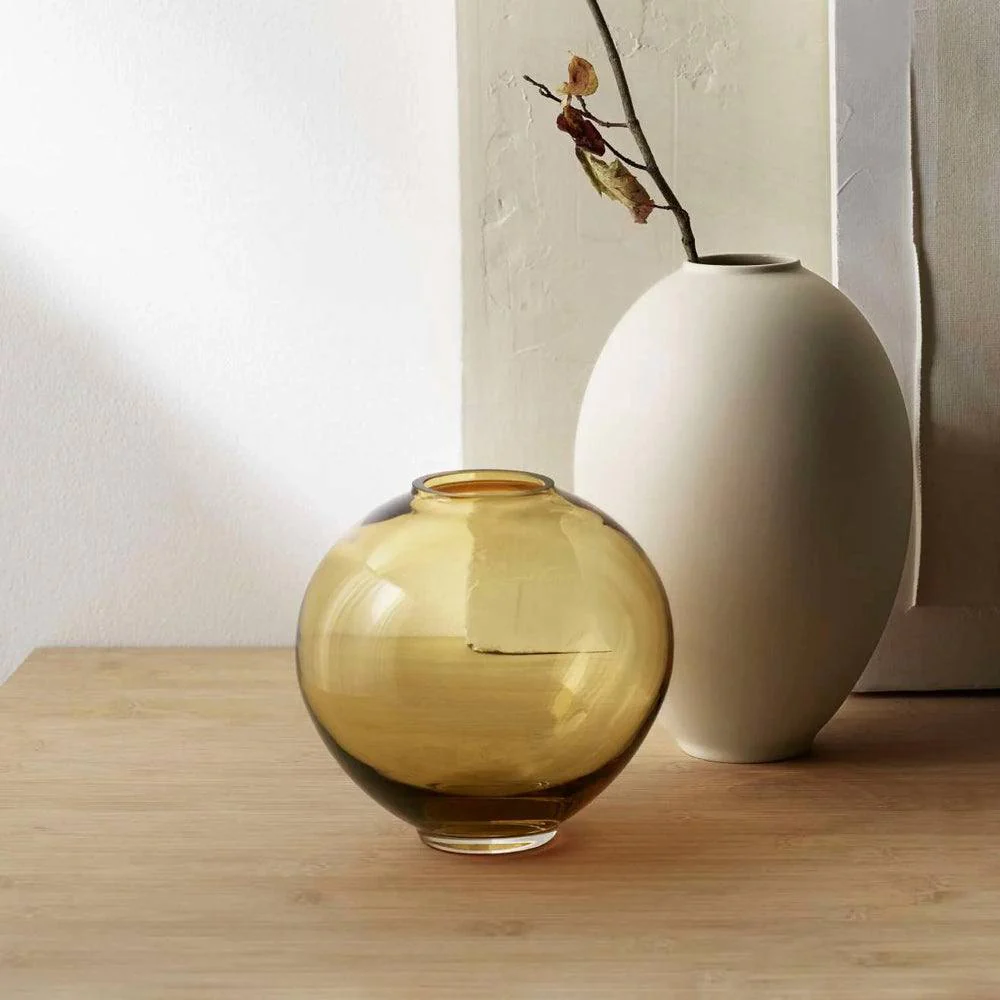 Mara Round Glass Vase - Amber - Image 2