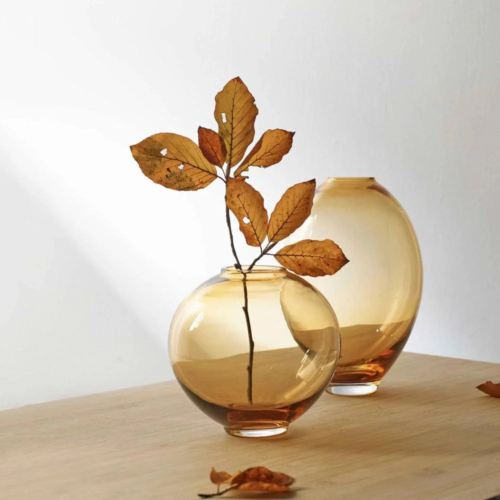 Mara Round Glass Vase - Amber - Image 5