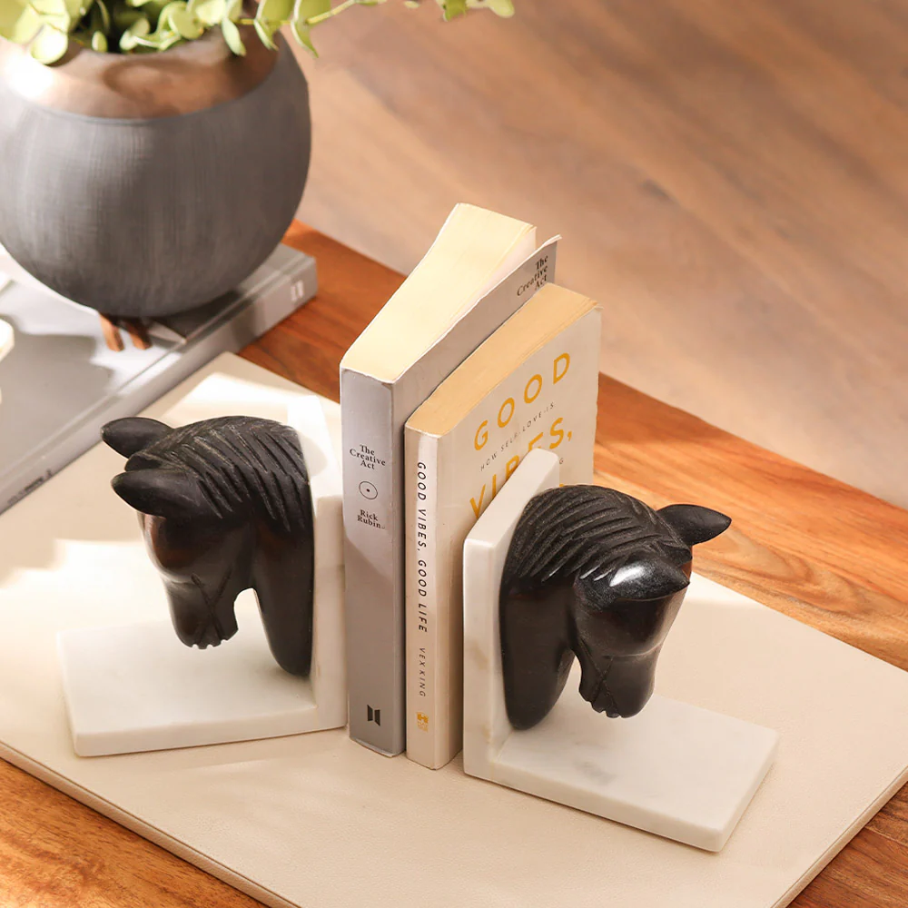 Mare Marble Bookends, Set of 2 - Black White - Image 5