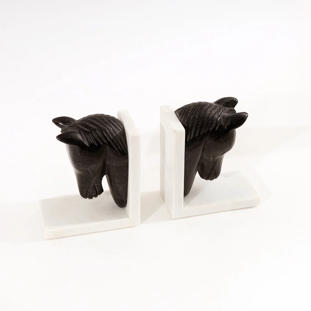 Mare Marble Bookends, Set of 2 - Black White - Image 6