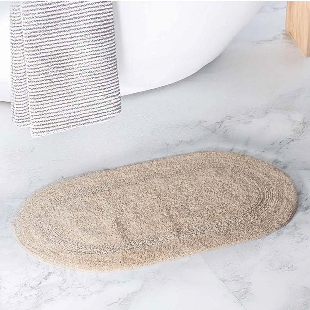 Mari Oval Loop-Tufted Bathmat - Beige - Image 4