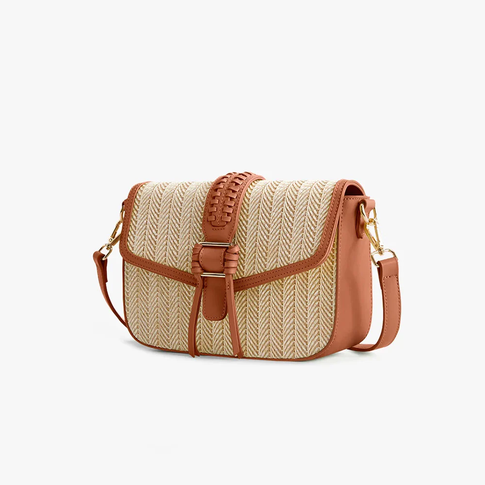 Marina Raffia Crossbody Bag - Tan - Image 2