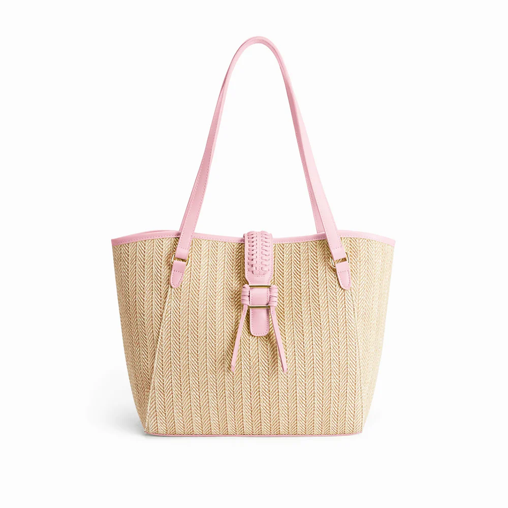 Marina Raffia Tote Bag - Pink - Image 10
