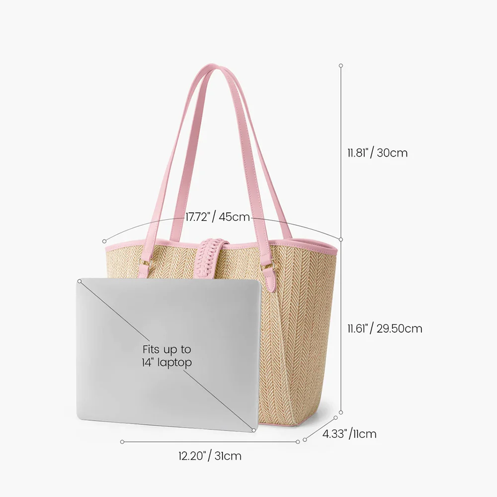Marina Raffia Tote Bag - Pink - Image 6