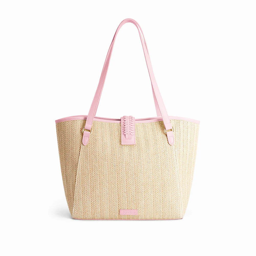 Marina Raffia Tote Bag - Pink - Image 8