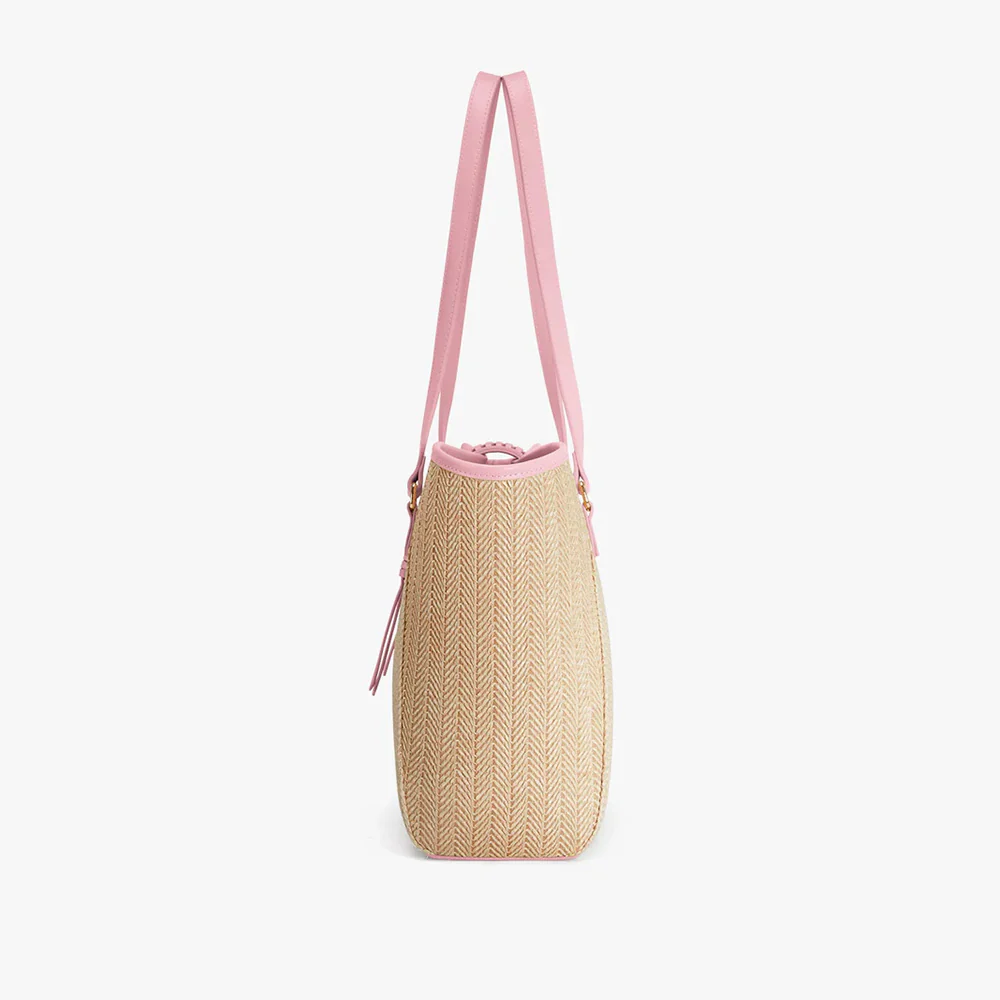 Marina Raffia Tote Bag - Pink - Image 9