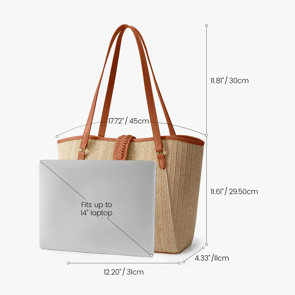 Marina Raffia Tote Bag - Tan - Image 5