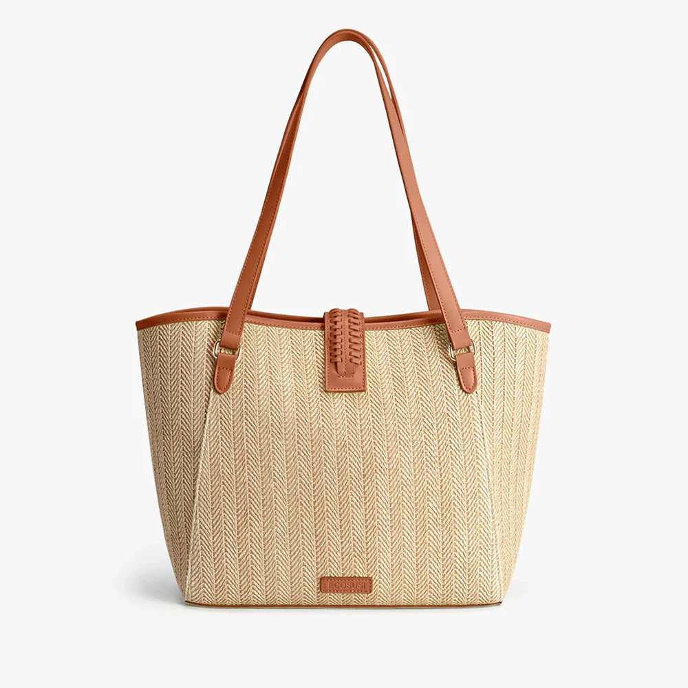 Marina Raffia Tote Bag - Tan - Image 7