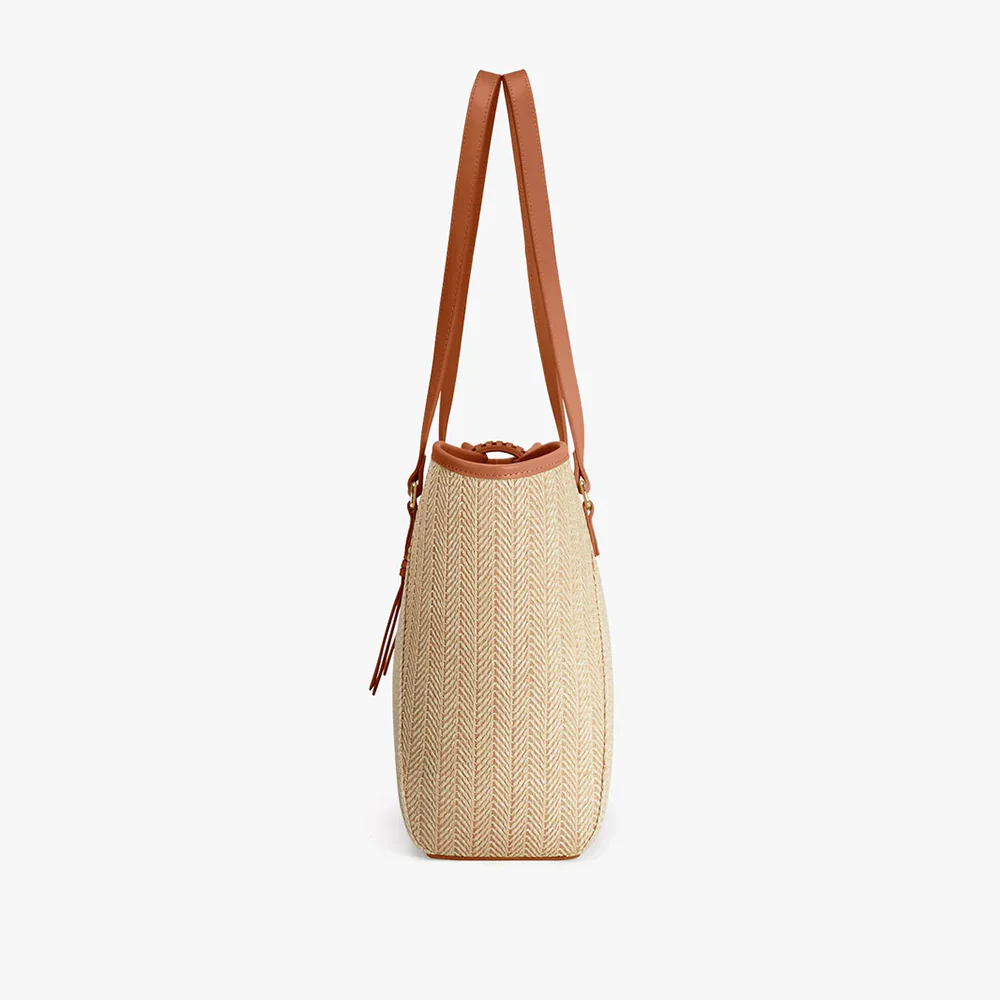 Marina Raffia Tote Bag - Tan - Image 9