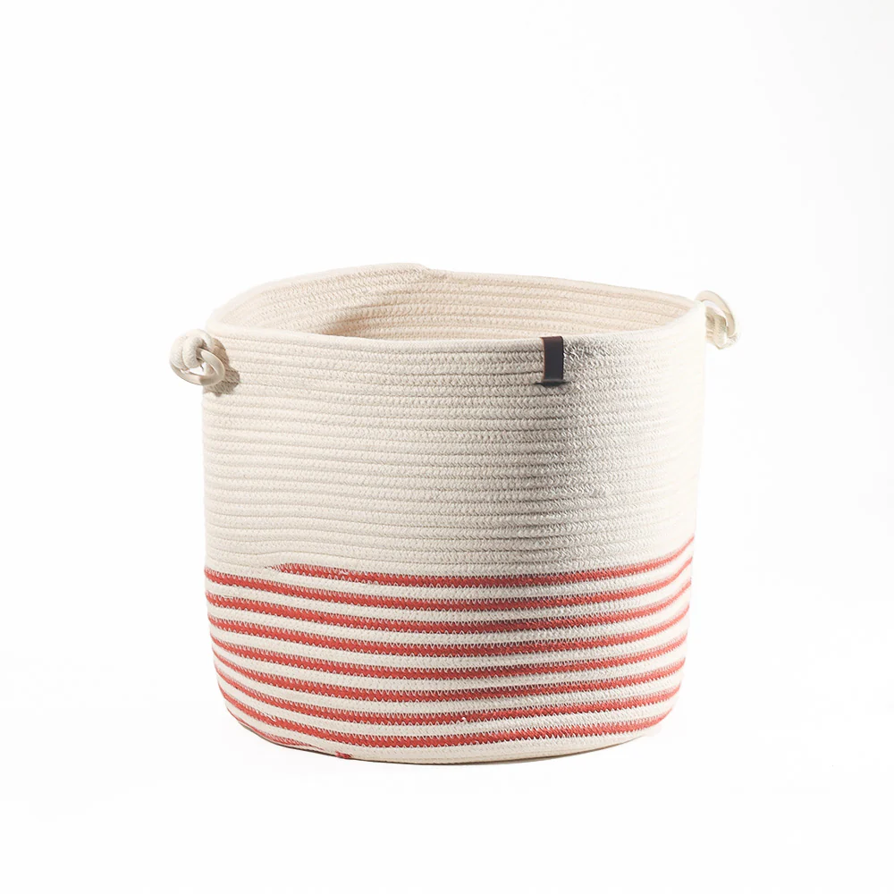 Marla Striped Laundry Basket - Cream Rust - Image 3