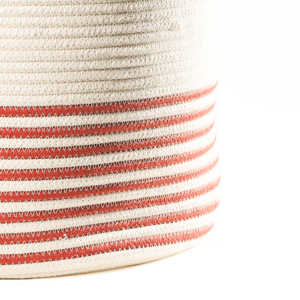 Marla Striped Laundry Basket - Cream Rust - Image 6