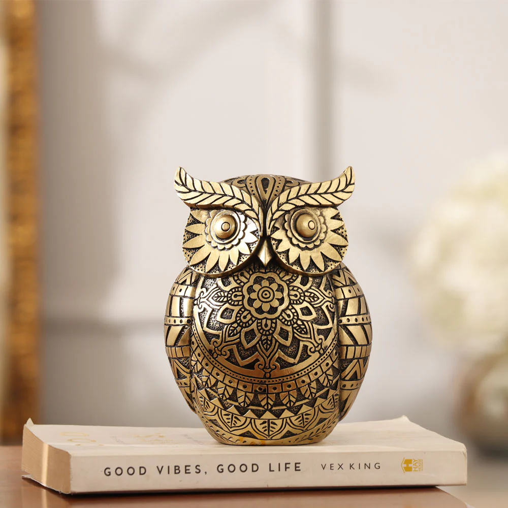 Marlowe Owl Sculpture - Black Gold - Image 6