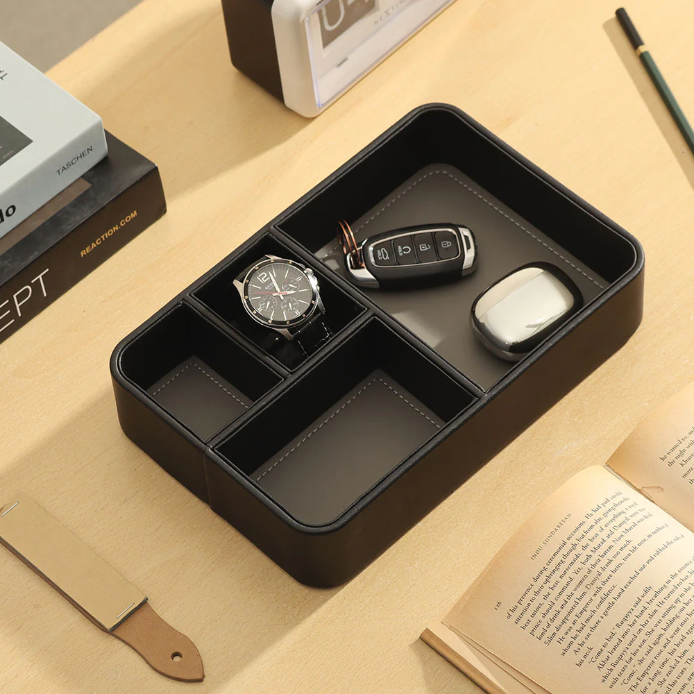 Marqis 4-Compartment Organiser Tray Small - Black Grey - Image 2