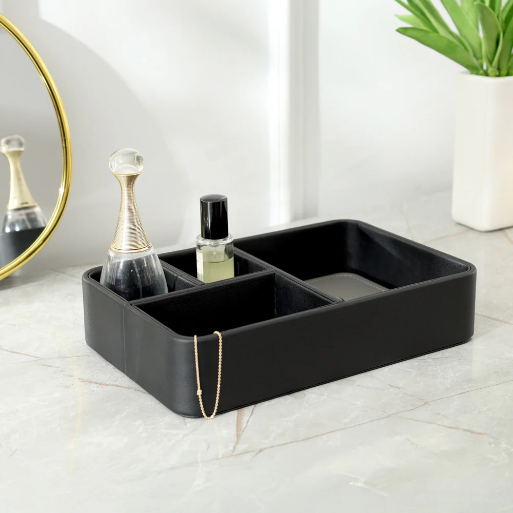 Marqis 4-Compartment Organiser Tray Small - Black Grey - Image 3
