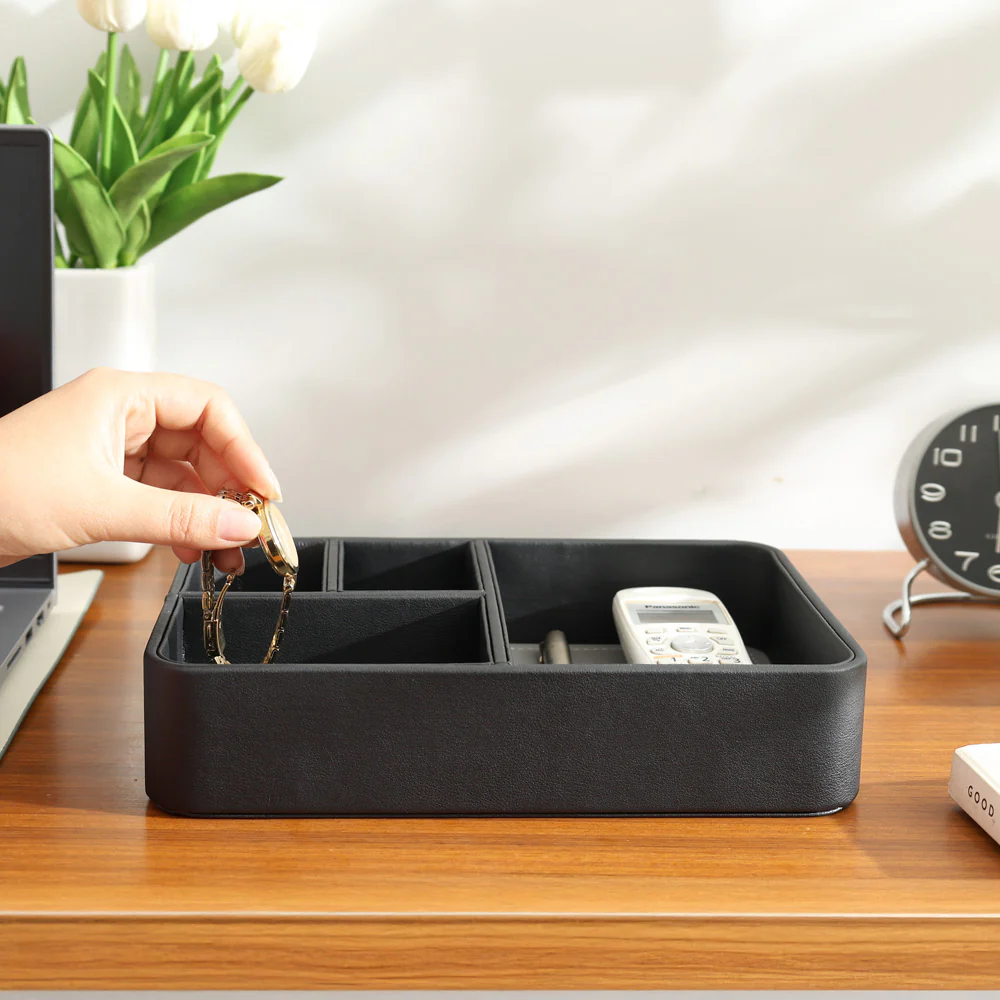 Marqis 4-Compartment Organiser Tray Small - Black Grey - Image 6