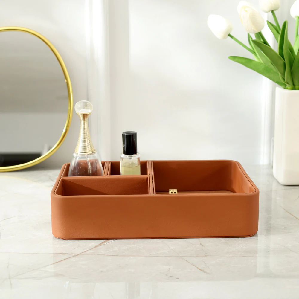 Marqis 4-Compartment Organiser Tray Small - Tan Brown - Image 7