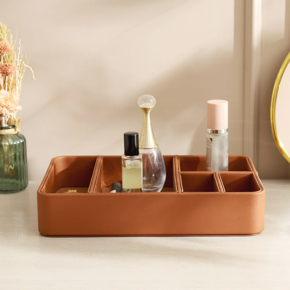 Marqis 5-Compartment Organiser Tray Medium - Tan Brown - Image 5