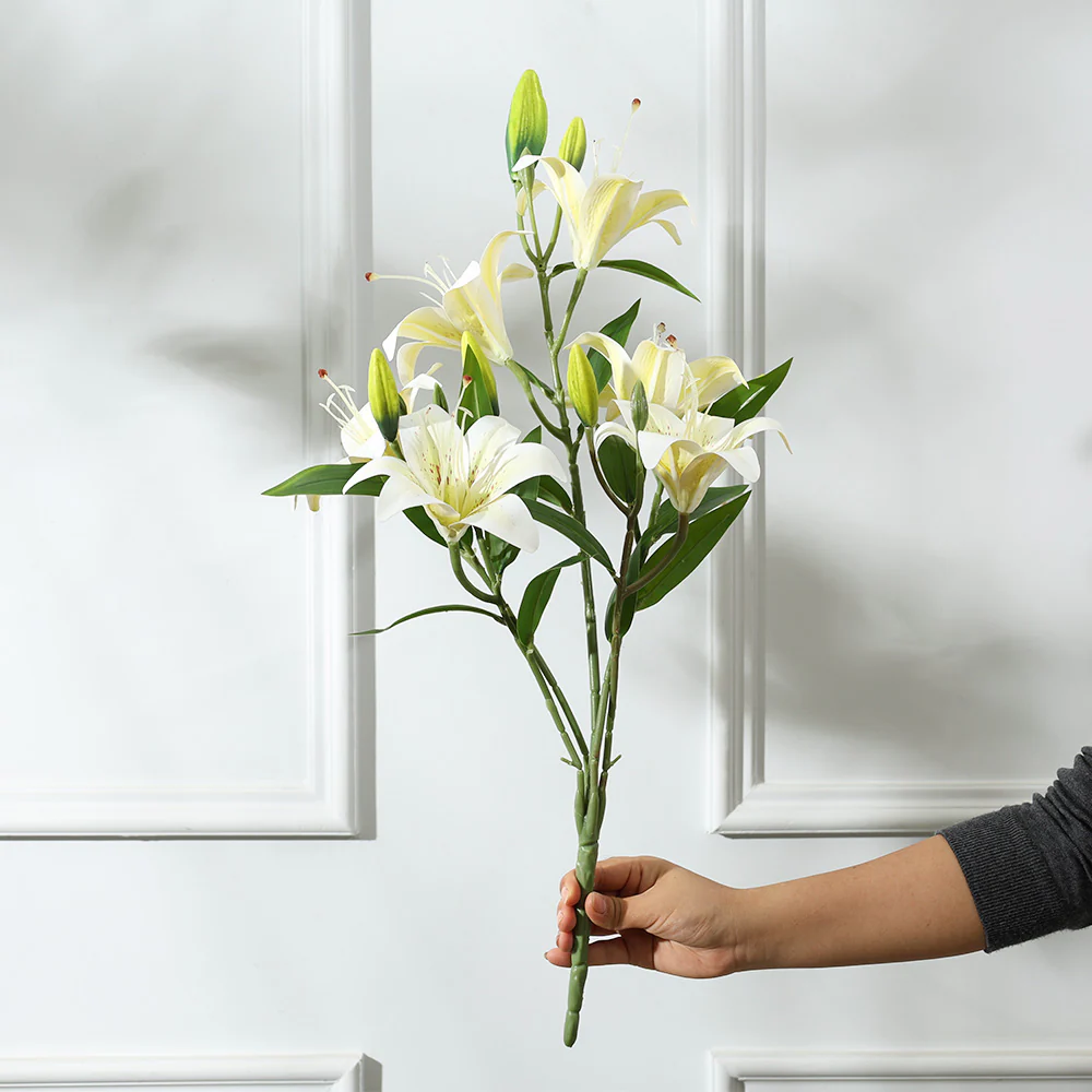Martagon Lilies Faux Stem - Dappled White - Image 3