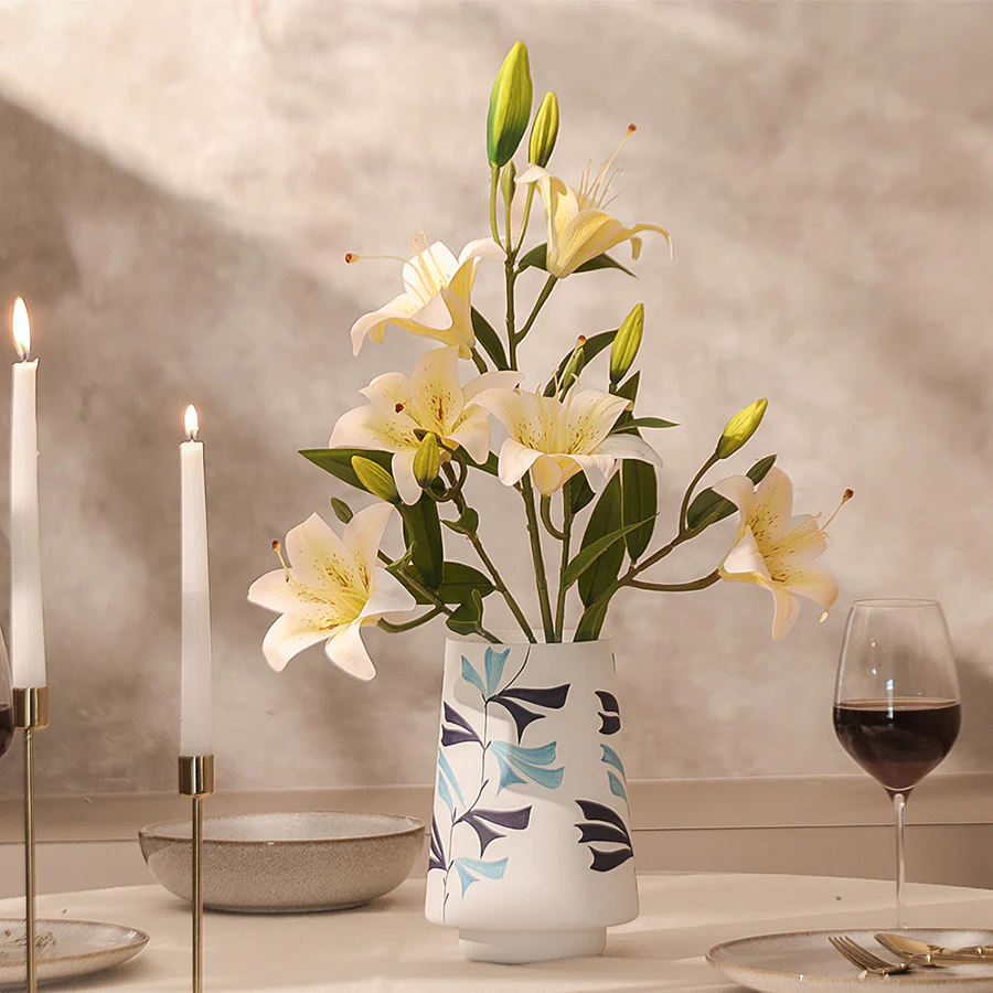 Martagon Lilies Faux Stem - Dappled White - Image 4