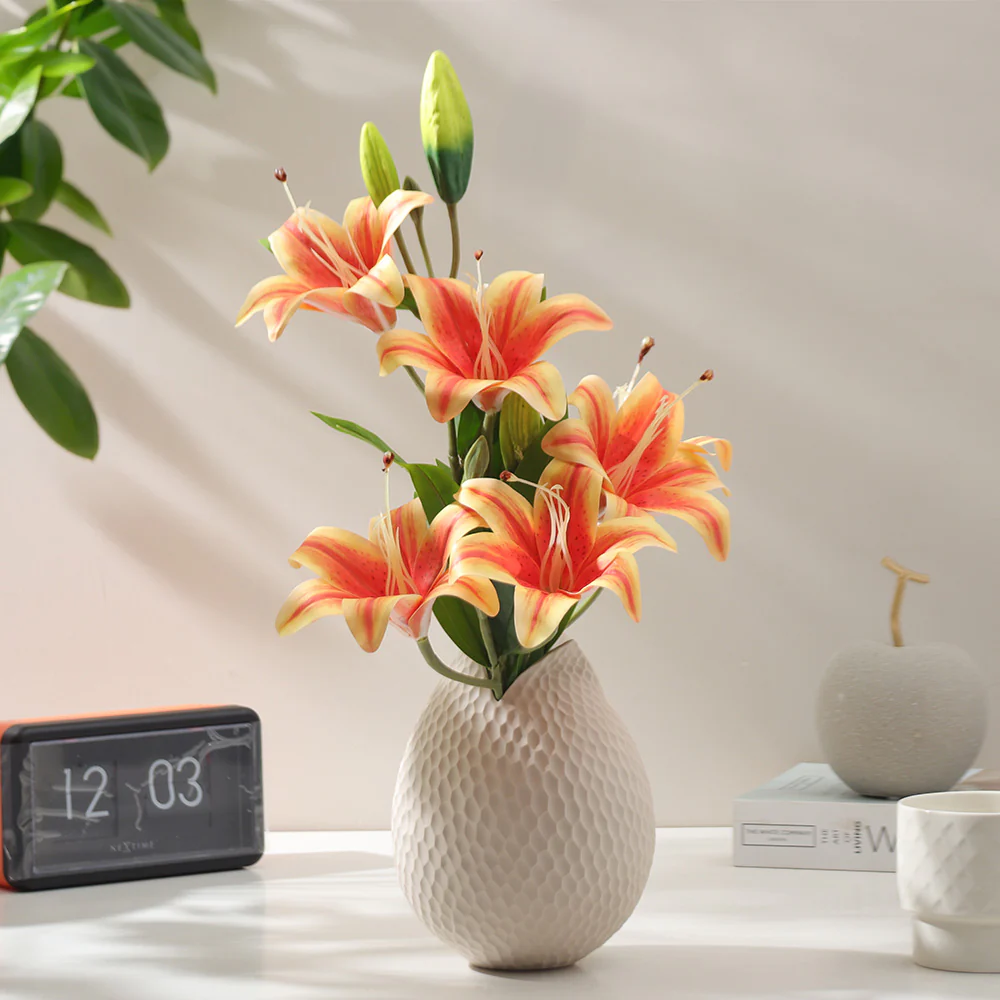 Martagon Lilies Faux Stem - Red Sunrise