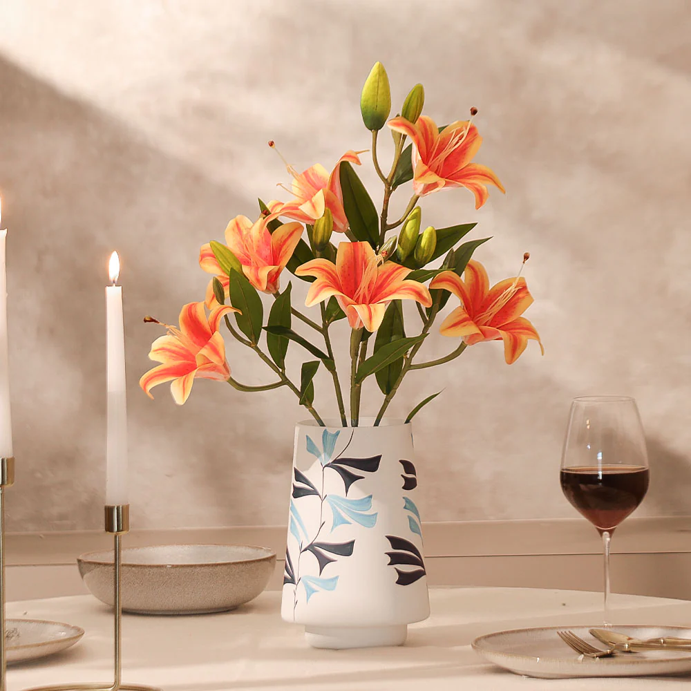 Martagon Lilies Faux Stem - Red Sunrise - Image 3