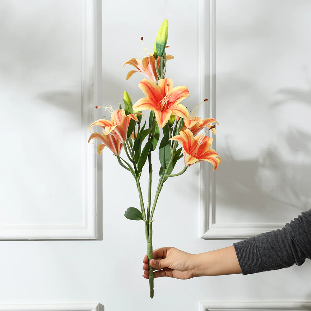 Martagon Lilies Faux Stem - Red Sunrise - Image 4