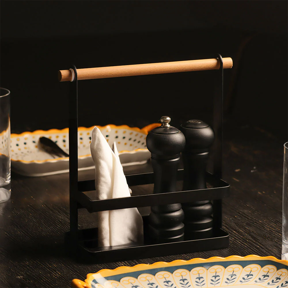 Matrix Spice Rack with Wooden Handle - Black - Image 4
