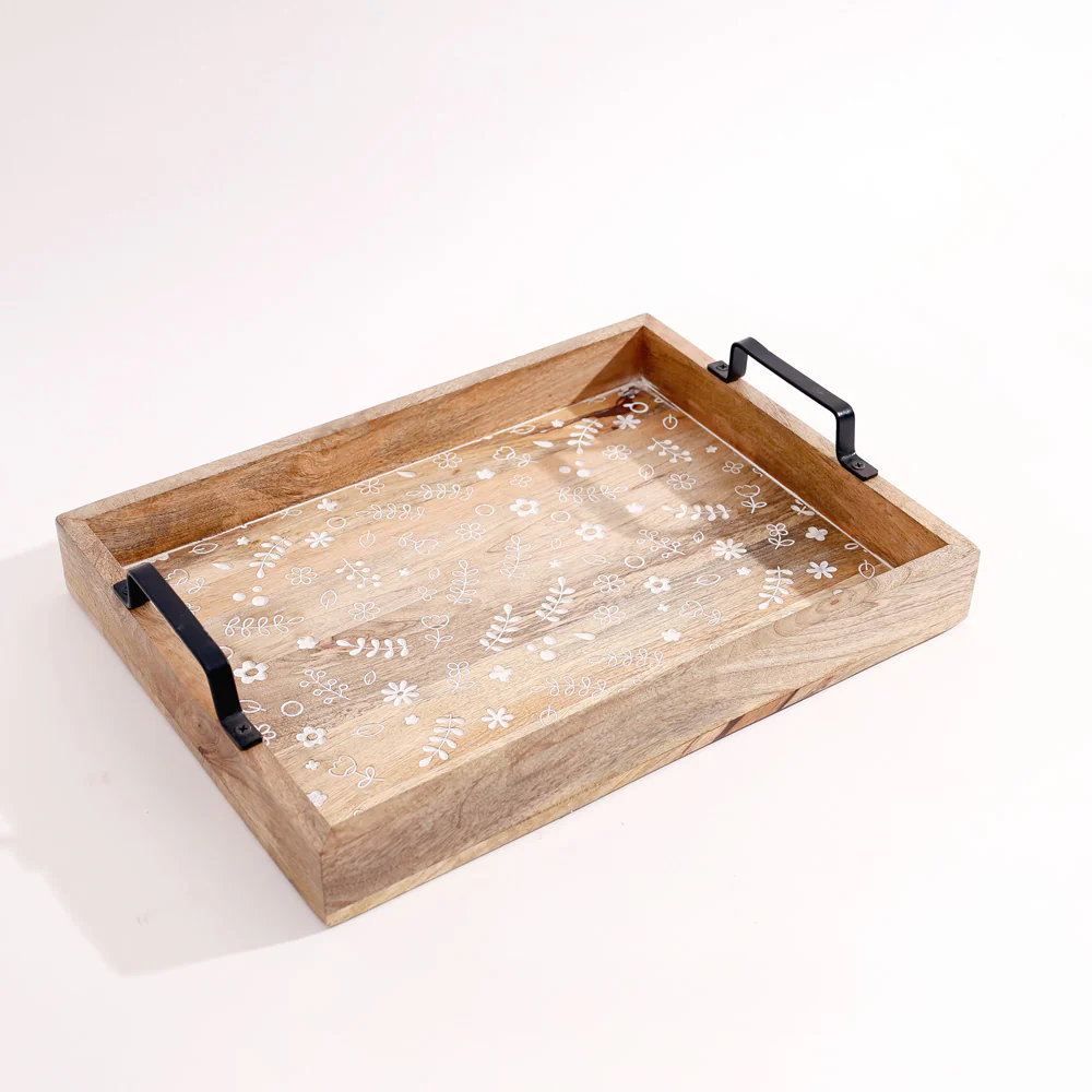 Meadow Carved Serving Tray Large - Natural White - Image 4