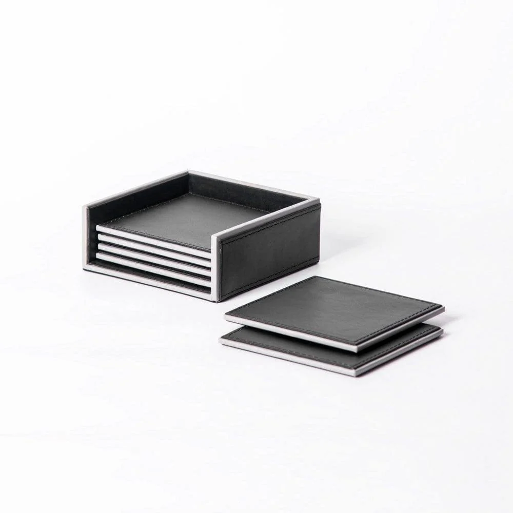 Menlo Coasters, Set of 6 - Black - Image 3