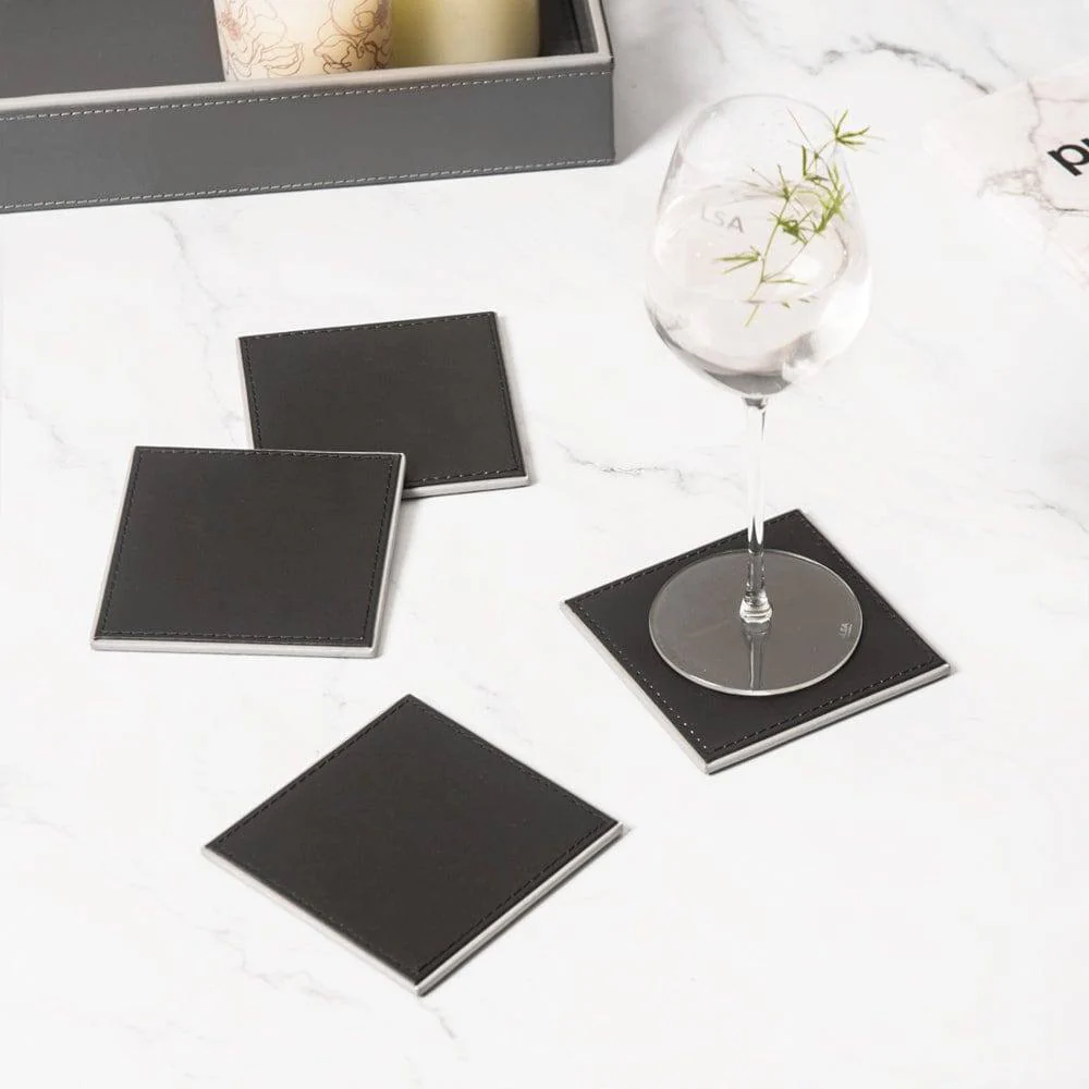 Menlo Coasters, Set of 6 - Black - Image 4