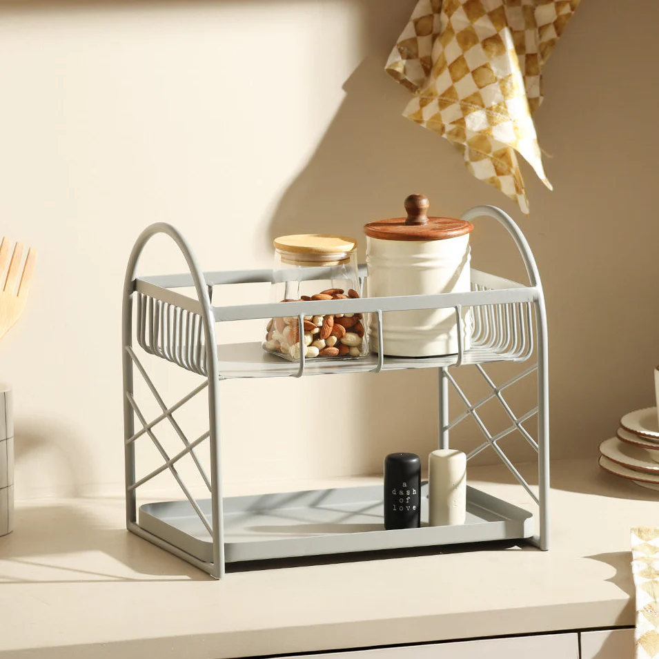 Mercer 2-Tier Metal Shelf - Light Grey