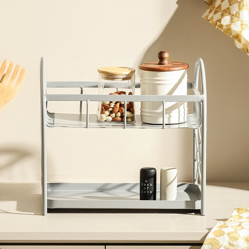 Mercer 2-Tier Metal Shelf - Light Grey - Image 5