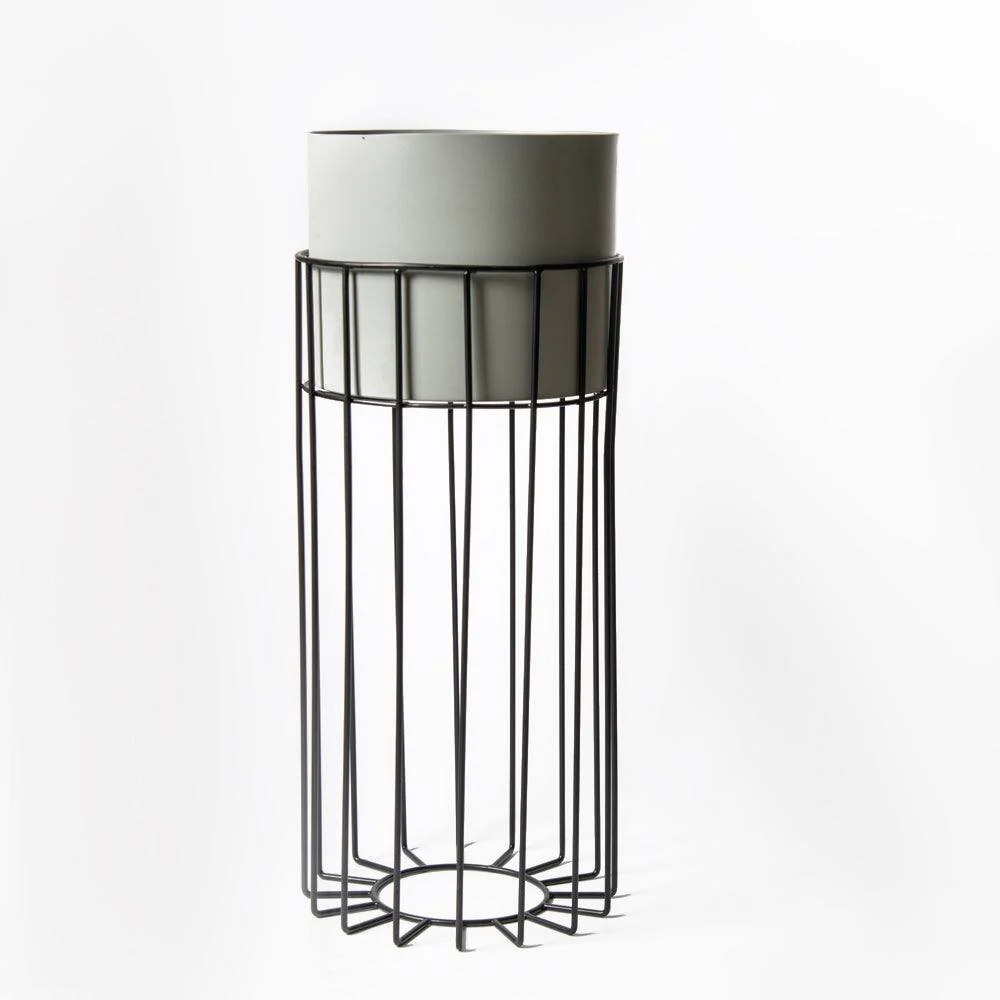 Merlin Indoor Metal Planter with Stand - Matte Grey - Image 3