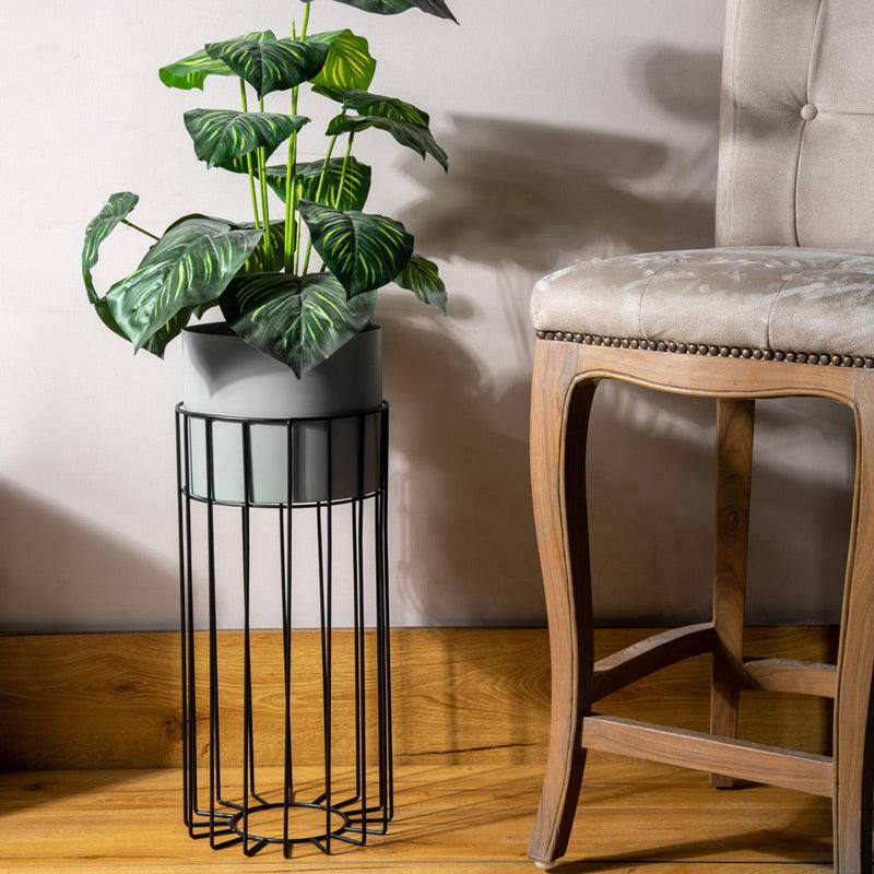 Merlin Indoor Metal Planter with Stand - Matte Grey - Image 4