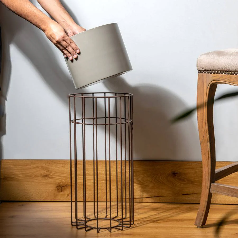 Merlin Indoor Metal Planter with Stand - Matte Taupe - Image 2