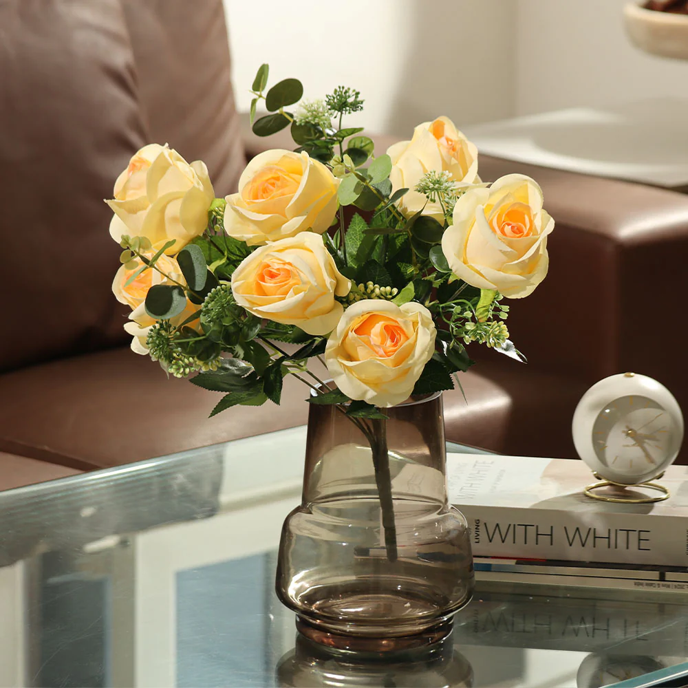 Merlin Roses Faux Stem - Yellow Sunrise - Image 3