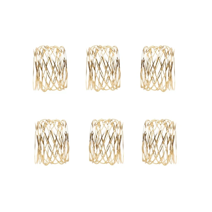 Mesh Napkin Rings, Set of 6 - Gold - Image 3