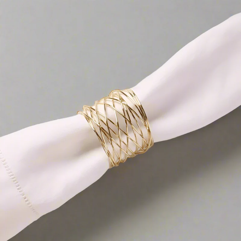 Mesh Napkin Rings, Set of 6 - Gold - Image 4
