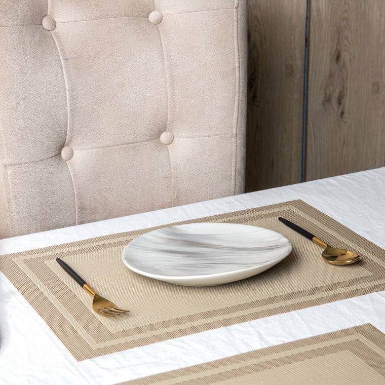 Mesh Rectangular Placemats, Set of 6 - Beige - Image 2