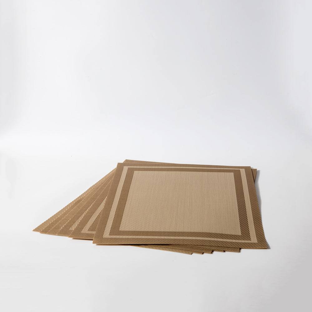 Mesh Rectangular Placemats, Set of 6 - Beige - Image 3
