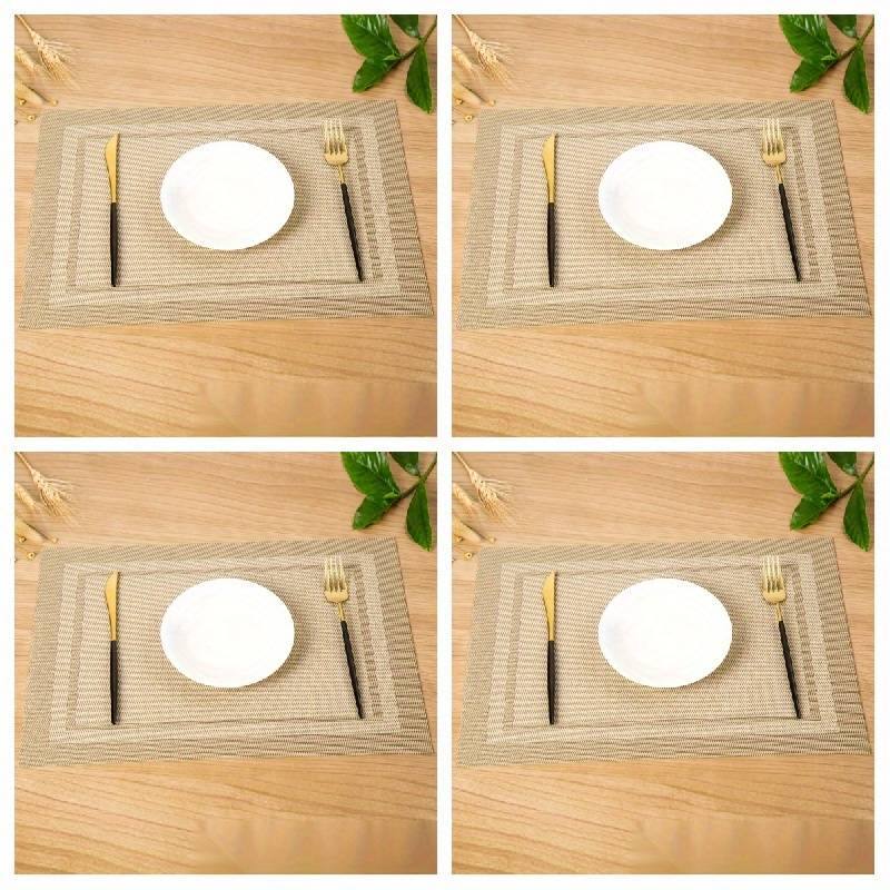 Mesh Rectangular Placemats, Set of 6 - Beige - Image 4