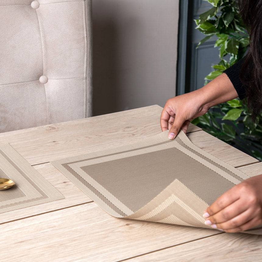 Mesh Rectangular Placemats, Set of 6 - Beige - Image 5