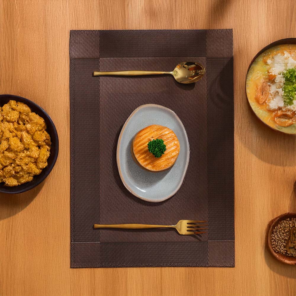 Mesh Rectangular Placemats, Set of 6 - Brown - Image 2