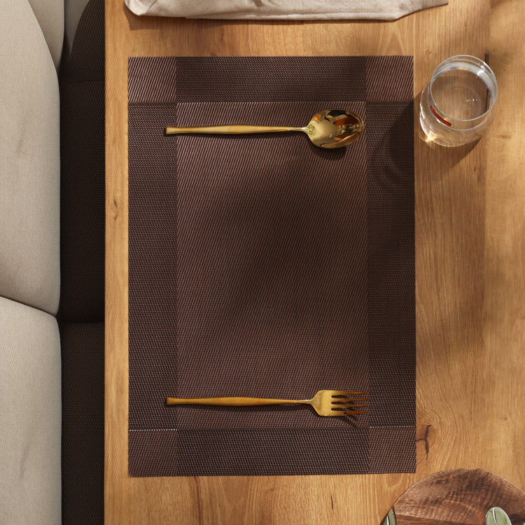 Mesh Rectangular Placemats, Set of 6 - Brown - Image 5