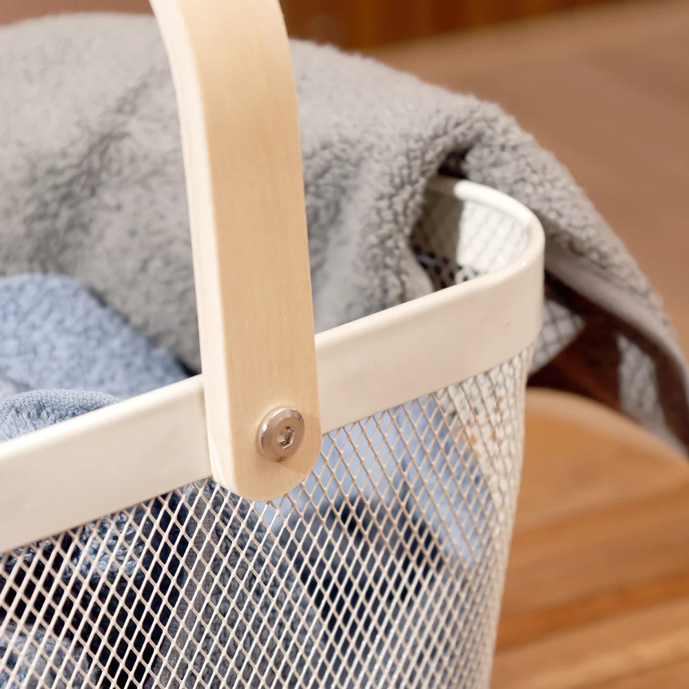 Mesh Square Basket with Handle - Cream - Image 4