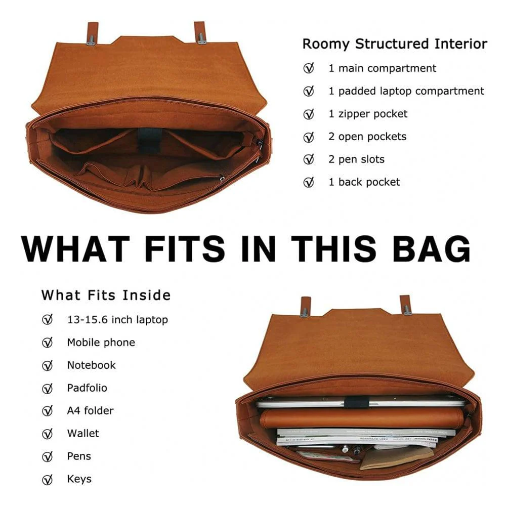 Messenger Laptop Bag - Brown - Image 6